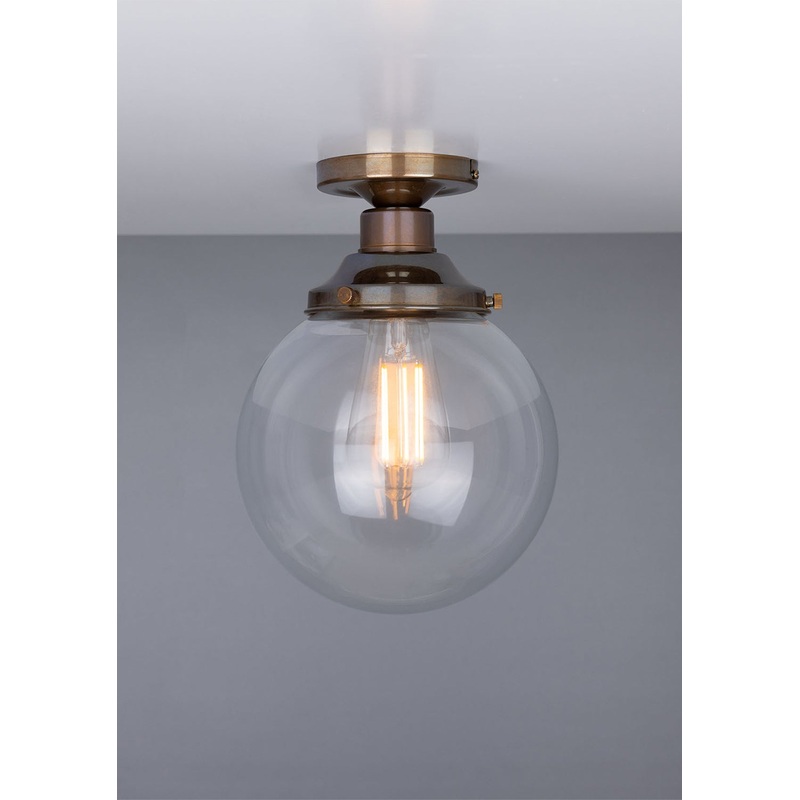 Riad Clear Glass Globe Flush Ceiling Light