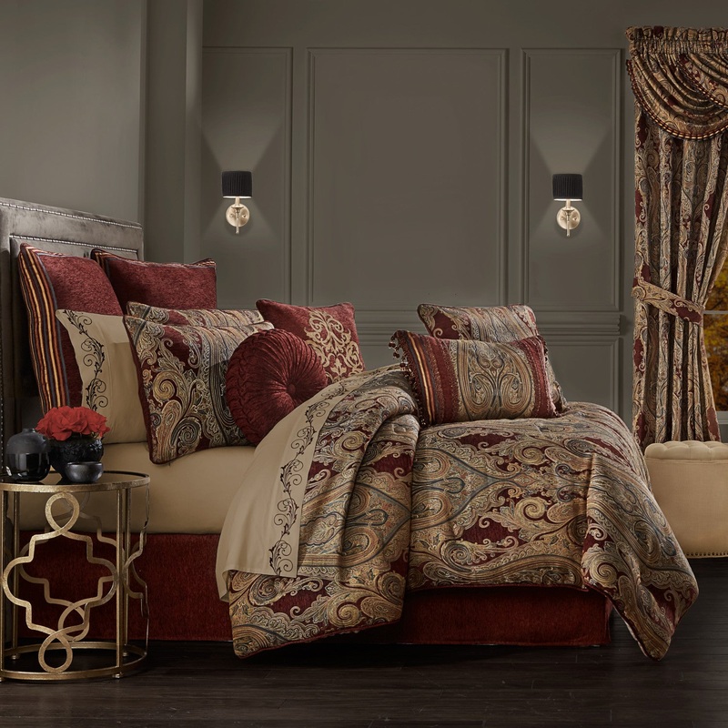 Garnet Comforter Set|Queen 4Pc. Comforter Set|King 4Pc. Comforter Set|California King 4Pc. Comforter Set|Red