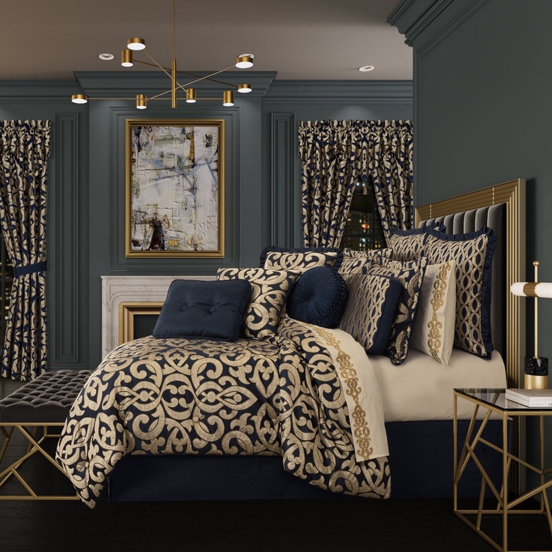 Biagio Comforter Set|Queen 4Pc. Comforter Set|Navy