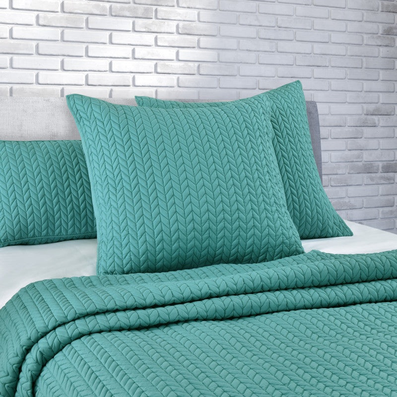 Cayman Euro Quilted Sham|Euro Quilted Sham|Fuchsia|Chartreuse|Turquoise|White
