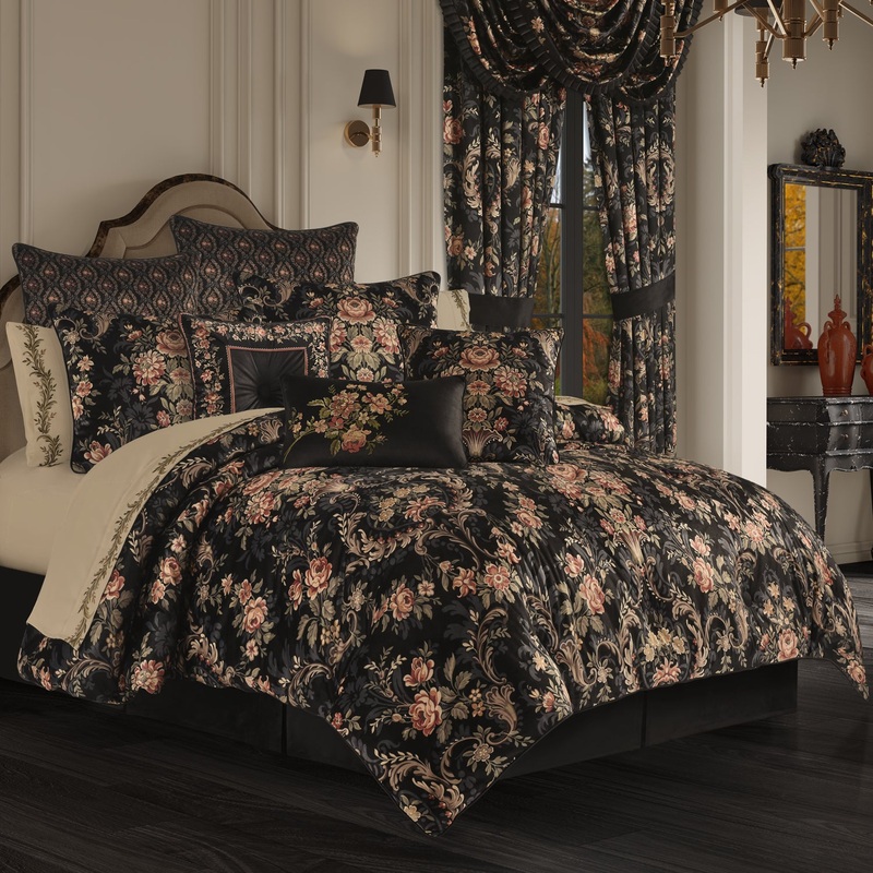 Chanticleer Comforter Set|Queen 4Pc. Comforter Set|King 4Pc. Comforter Set|Black