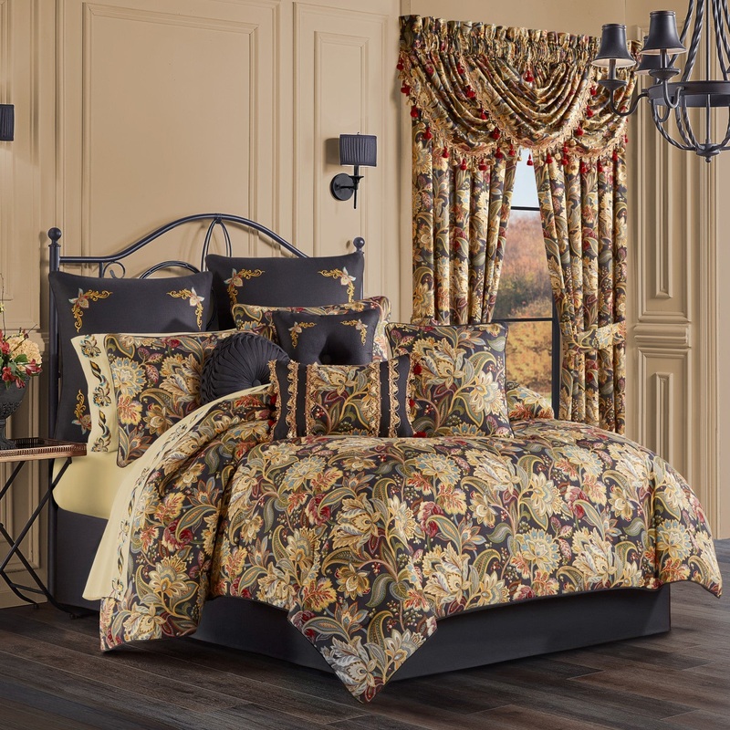 Stefania Comforter Set|King 4Pc. Comforter Set|Queen 4Pc. Comforter Set|California King 4Pc. Comforter Set|Black