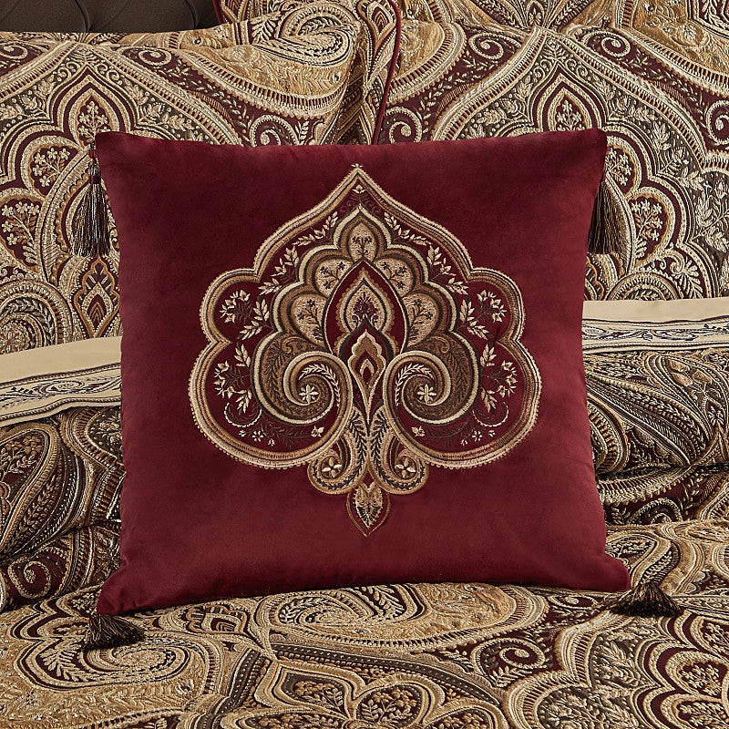 Bordeaux 18 Square Embellished Decorative Throw Pillow