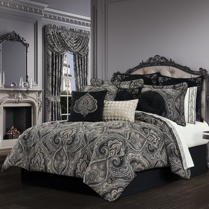 Davinci Comforter Set|Queen 4Pc. Comforter Set|King 4Pc. Comforter Set|Black