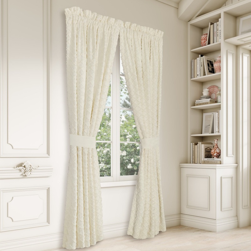 Lillian Window Panel Pair|84″ Window Panel Pair|White|Cream