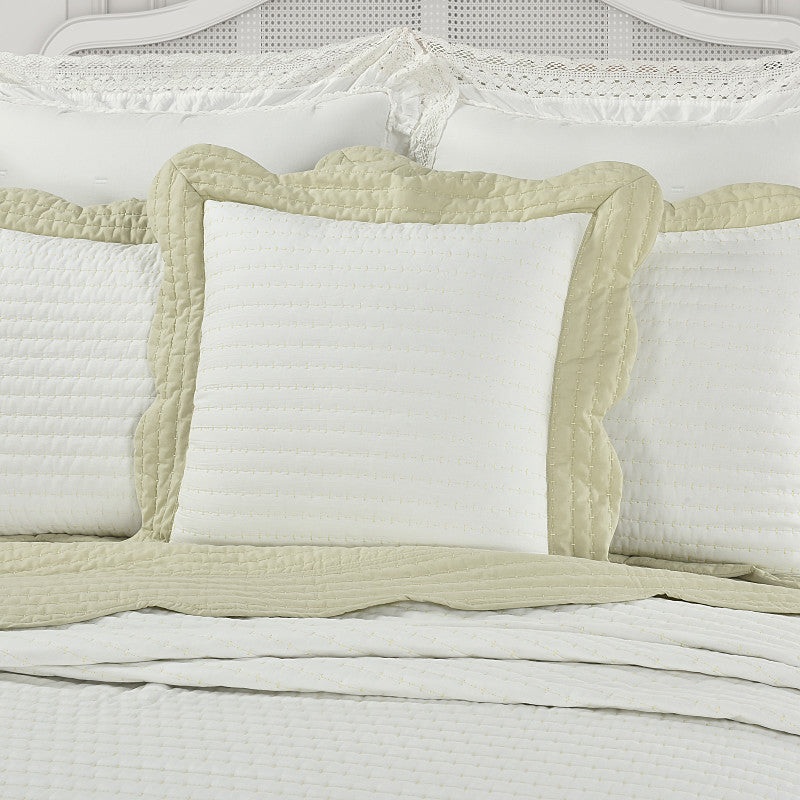 Amherst 20 Green Square Quilted Decorative Throw Pillow