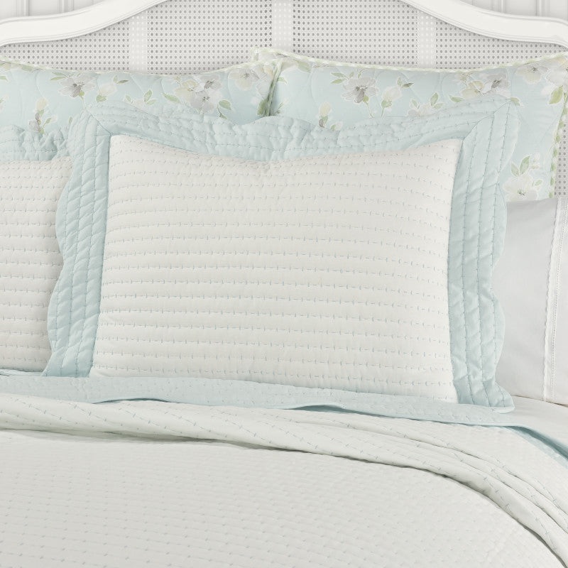 Amherst Sham|Standard Quilted Sham|King Quilted Sham|Cream|French Blue|Duck Egg