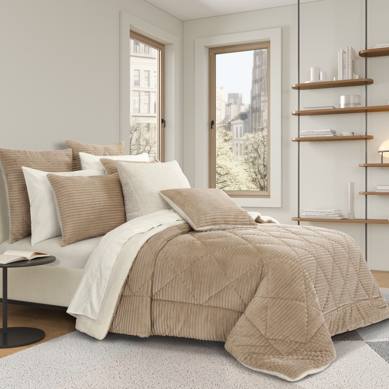 Everett Comforter Set|Full/Queen 3Pc. Comforter Set|King/Cal King 3Pc. Comforter Set|Beige|Navy|Mocha|Brick|Light Grey