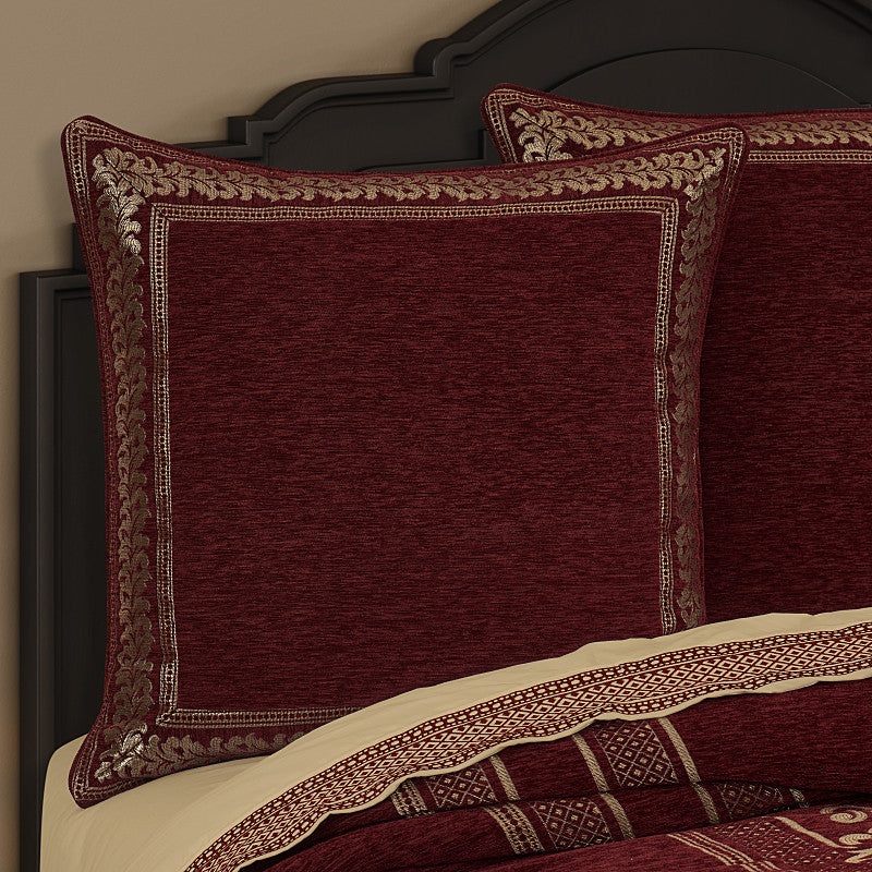 Laurenza Euro Sham|Euro Sham|Black|Crimson