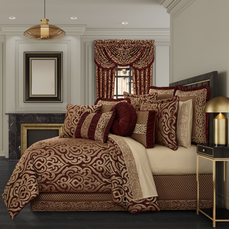 Renzo Comforter Set|Queen 4Pc. Comforter Set|King 4Pc. Comforter Set|California King 4Pc. Comforter Set|Crimson