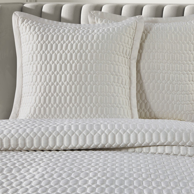 Brilliance Euro Quilted Sham|Euro Quilted Sham|Navy|Ivory|Pebble