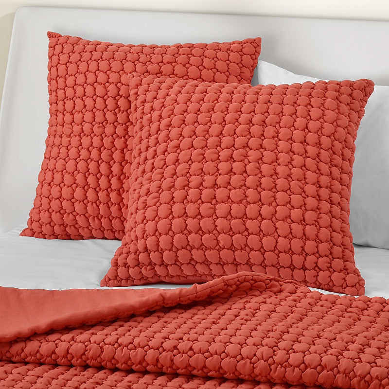 Cloud Puff Euro Quilted Sham|Euro Quilted Sham|White|Teal|Blush|Blue|Melon