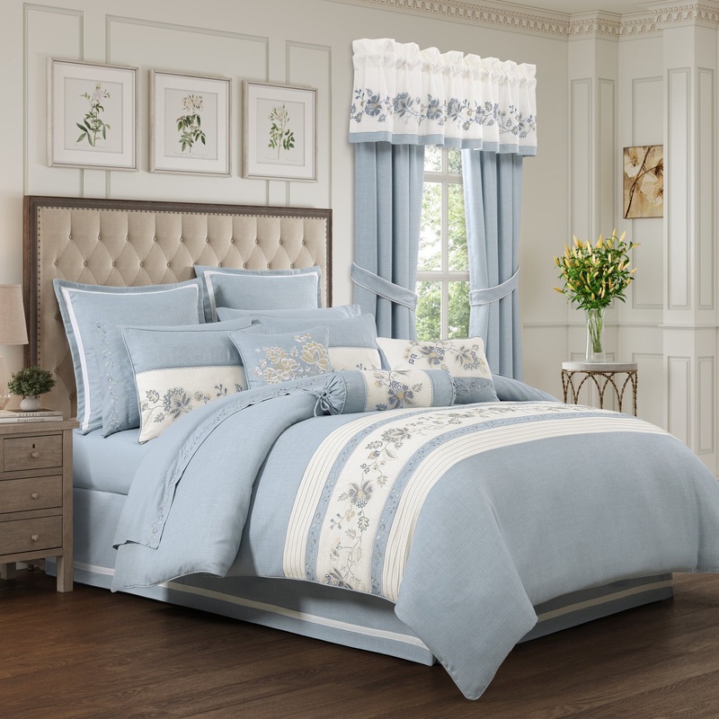 Garden Bloom Comforter Set|Queen 4Pc. Comforter Set|King 4Pc. Comforter Set|California King 4Pc. Comforter Set|Chambray