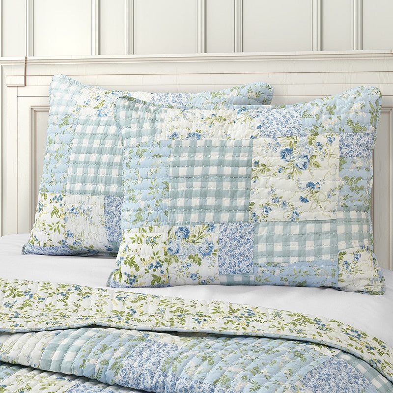 Karalena Sham|Standard Quilted Sham|King Quilted Sham|Blue
