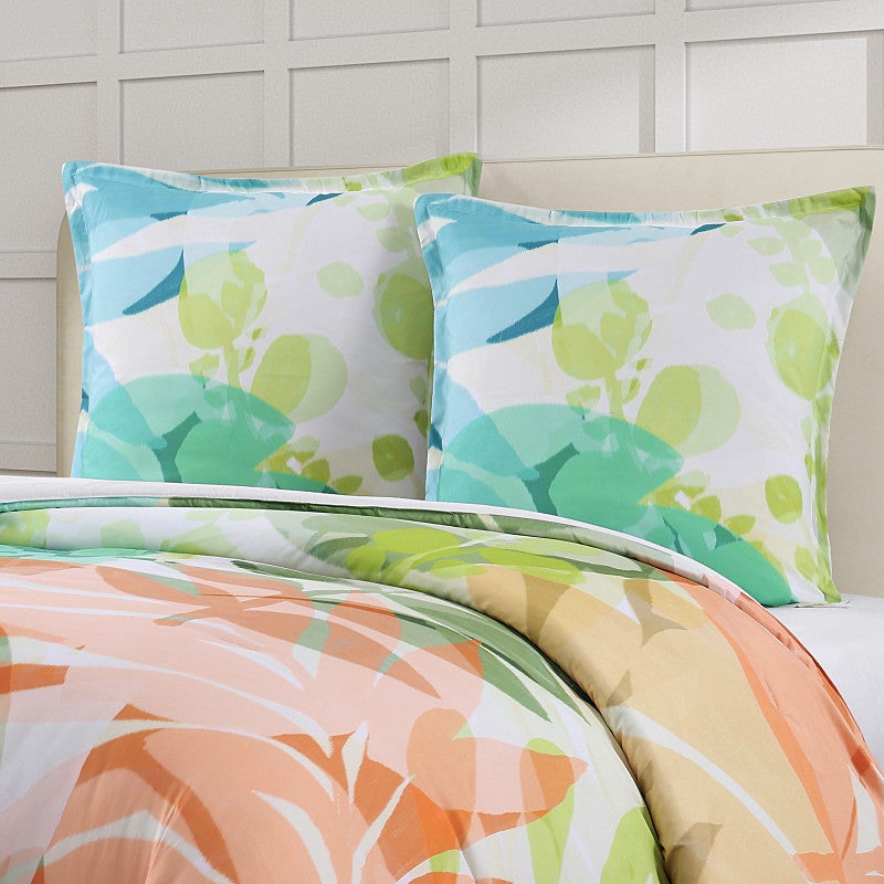Tiki Euro Sham|Euro Sham|Fuchsia|Green
