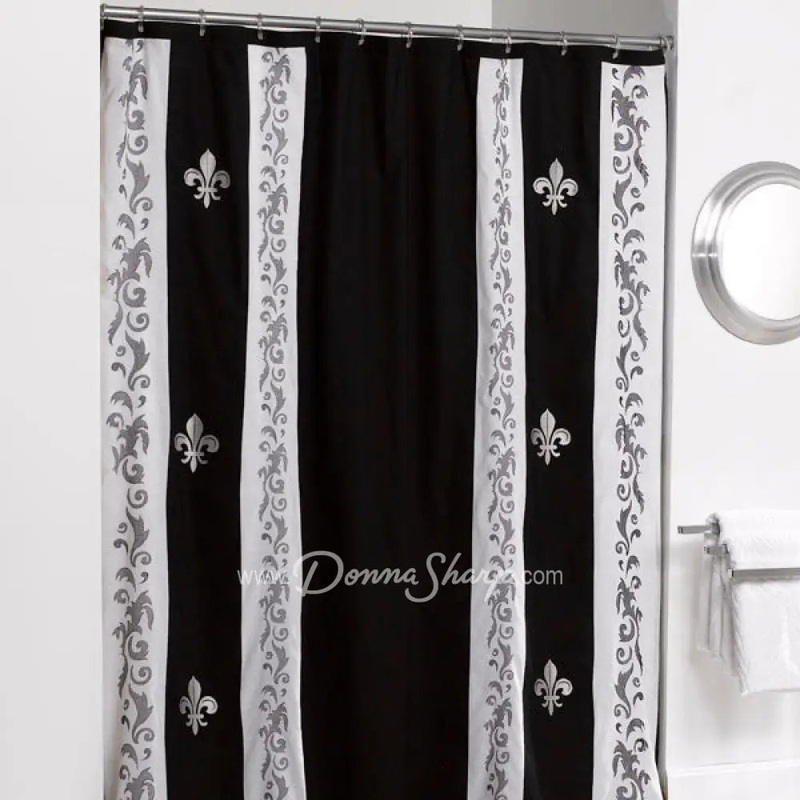 Donna Sharp FDL Scrolls White Shower Curtain