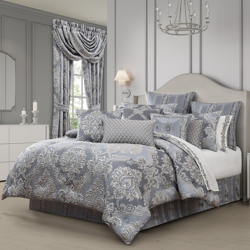 Krista Comforter Set|Queen 4Pc. Comforter Set|King 4Pc. Comforter Set|California King 4Pc. Comforter Set|Powder Blue