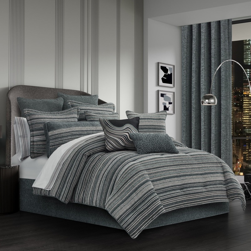 Parallel Comforter Set|Queen 4Pc. Comforter Set|King 4Pc. Comforter Set|California King 4Pc. Comforter Set|Slate