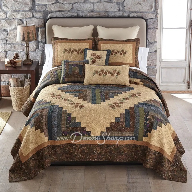 Donna Sharp Cabin Raising Pine Cone Cotton Quilted Bedding