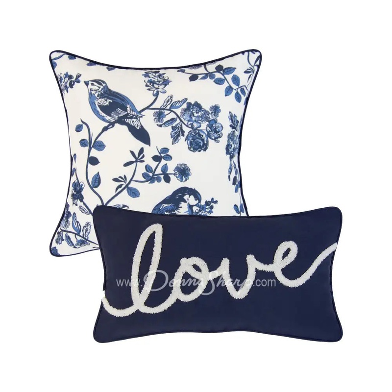 Checkerboard Indigo 2pc Love Bird Pillow Set from Donna Sharp