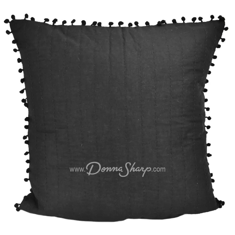 Black Pom Pom Decorative Pillow from Donna Sharp