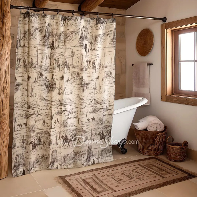 Cowboy Rustic Design Cotton Shower Curtain by Donna Sharp