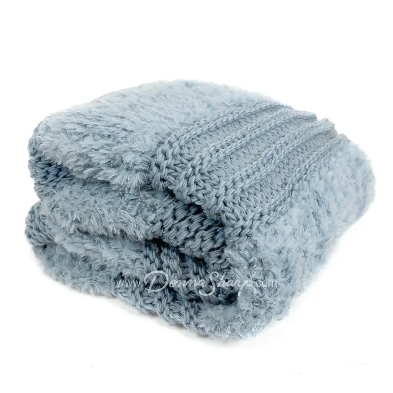 Donna Sharp Dusty Blue Plush Knit Throw