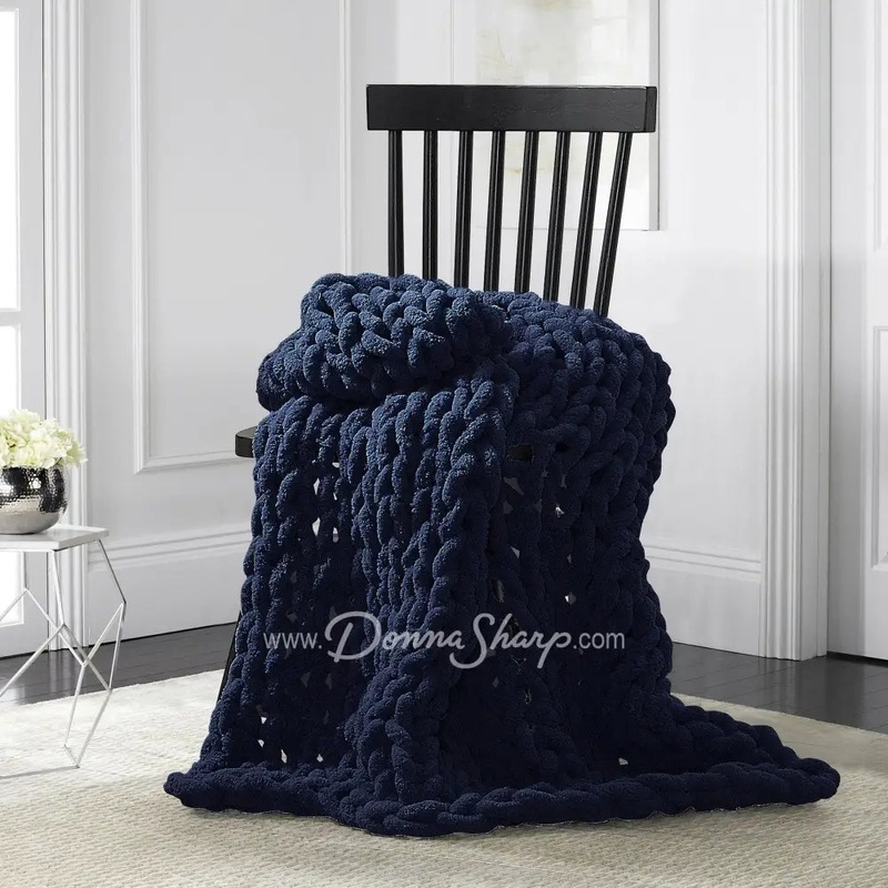 Donna Sharp Navy Chenille Knit Throw