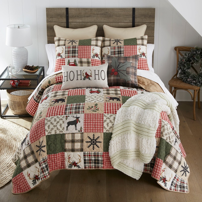 Holly Forest Cotton Quilt Set|King Set|Queen Set|Twin Set|Throw|Pillow Set (2-piece)